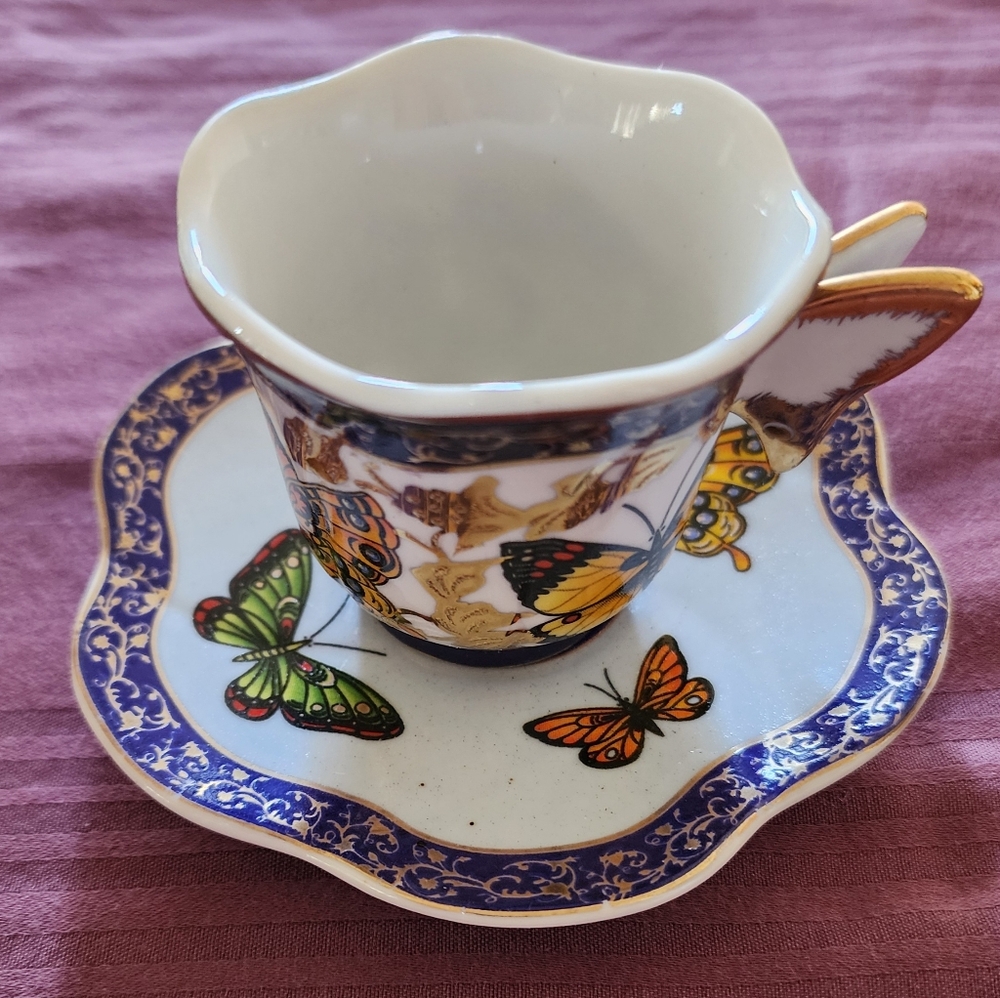 Vintage Butterfly Wing Handles Teacup/Saucer Formalities by Baum Bros. Poland